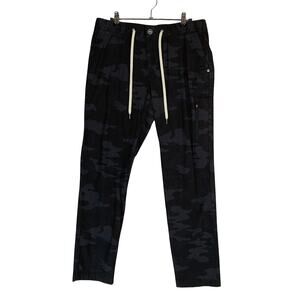 Vuori Ripstop Pant Women M Charcoal Black Camo Organic Cotton Utility Travel